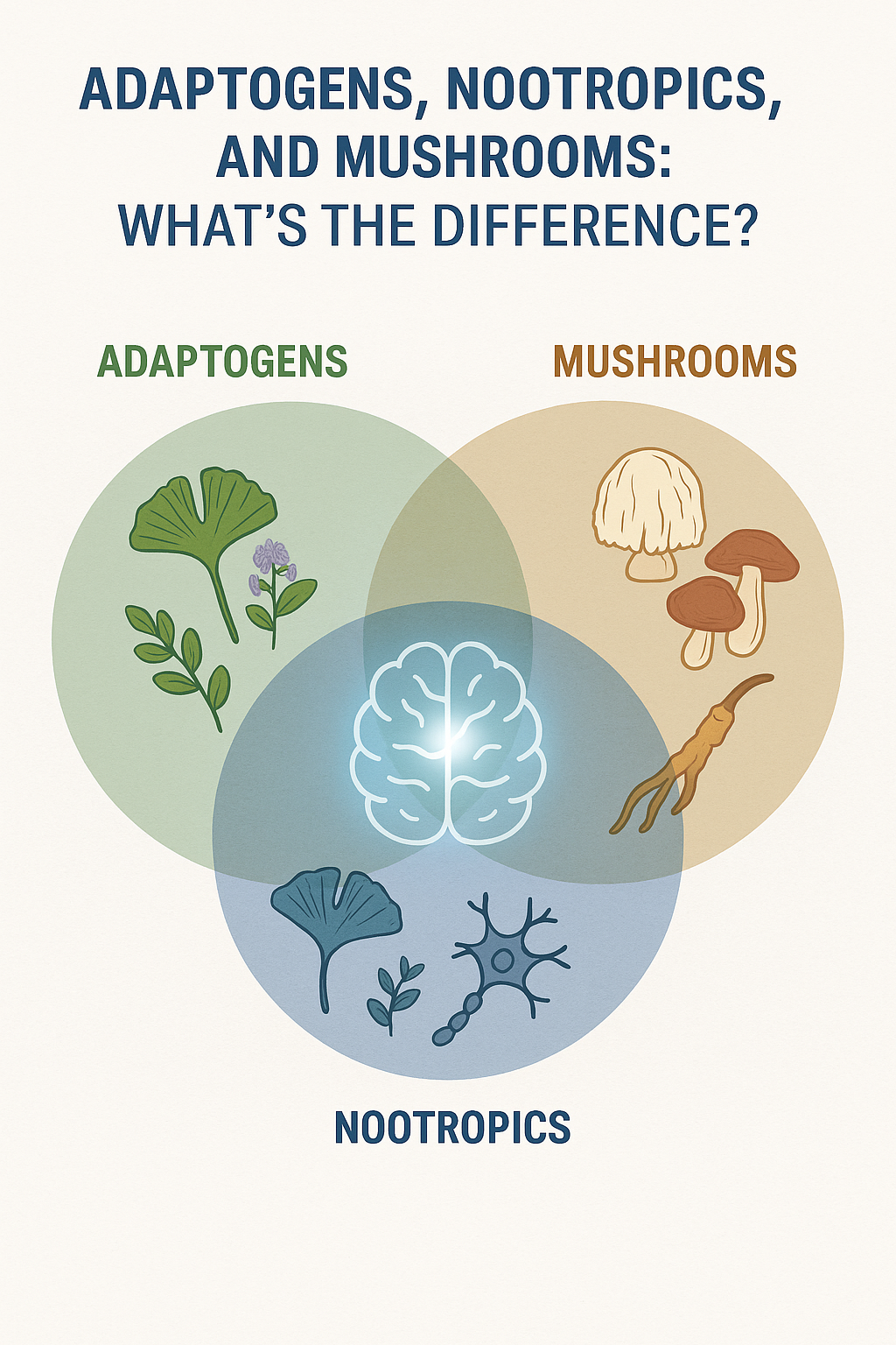 Adaptogens, Nootropics, and Mushrooms: What’s the Difference?